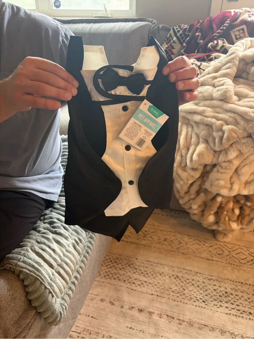 (2) Dog tuxedos and bow tie
